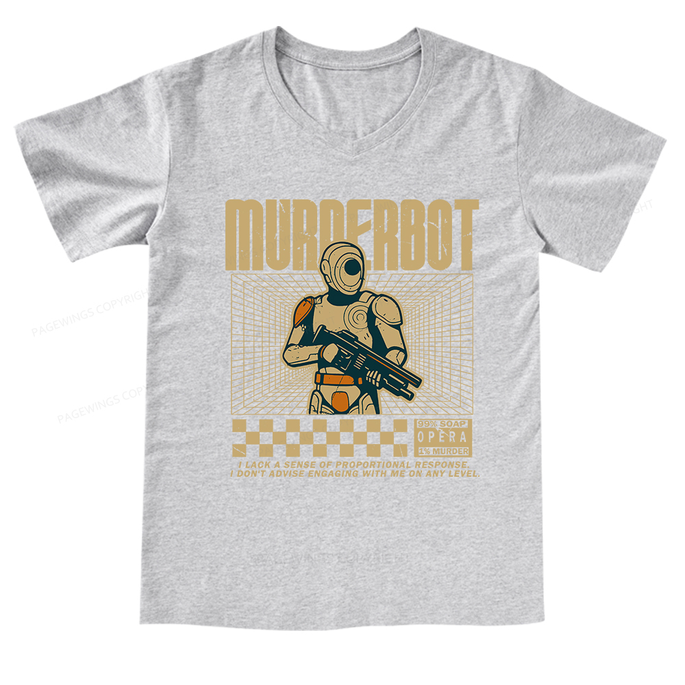 Pagewings Sci-Fiction Robot Hobby V-neck T-shirt