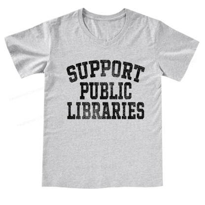 Pagewings Support Public Libraries V-neck T-shirt