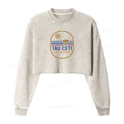 Pagewings Science Fiction Worlds Washed Crop Sweatshirt