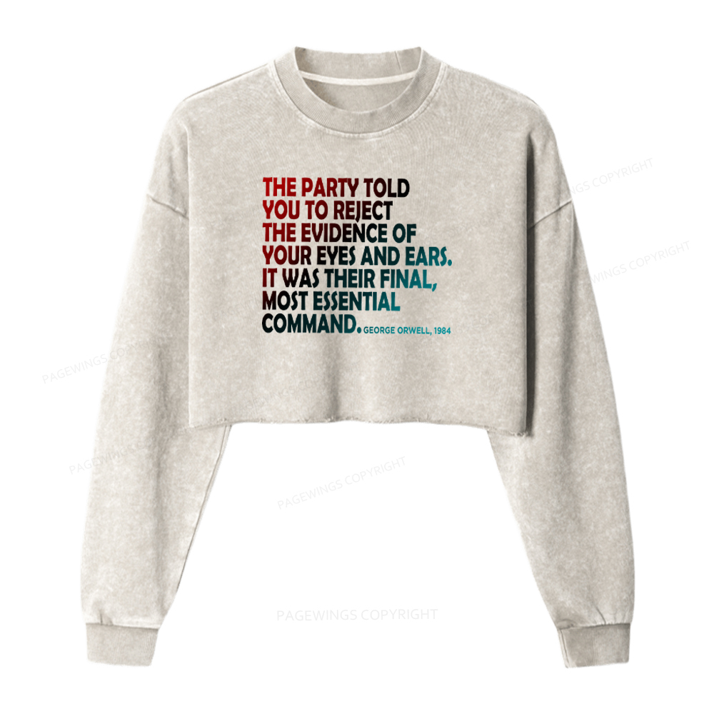 Pagewings Social Justice Protest Washed Crop Sweatshirt