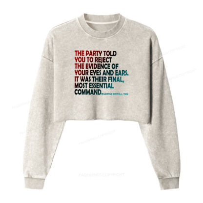 Pagewings Social Justice Protest Washed Crop Sweatshirt