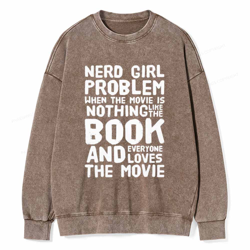 Pagewings NERD GIRL PROBLEM Unisex Washed Sweatshirt