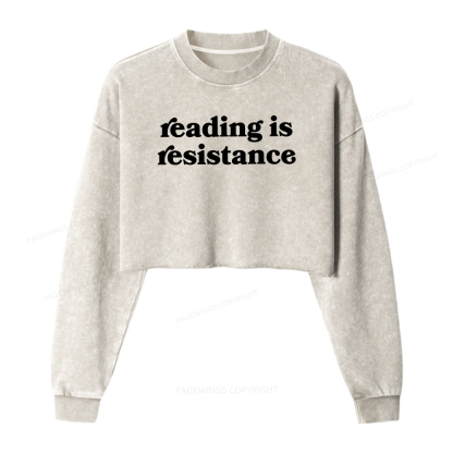 Pagewings Reading Is Resistance Washed Crop Sweatshirt