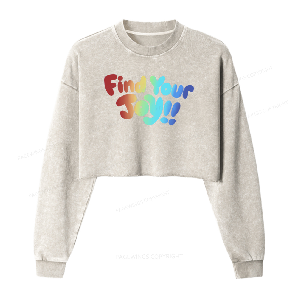 Pagewings Find Your Joy Washed Crop Sweatshirt