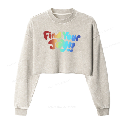 Pagewings Find Your Joy Washed Crop Sweatshirt