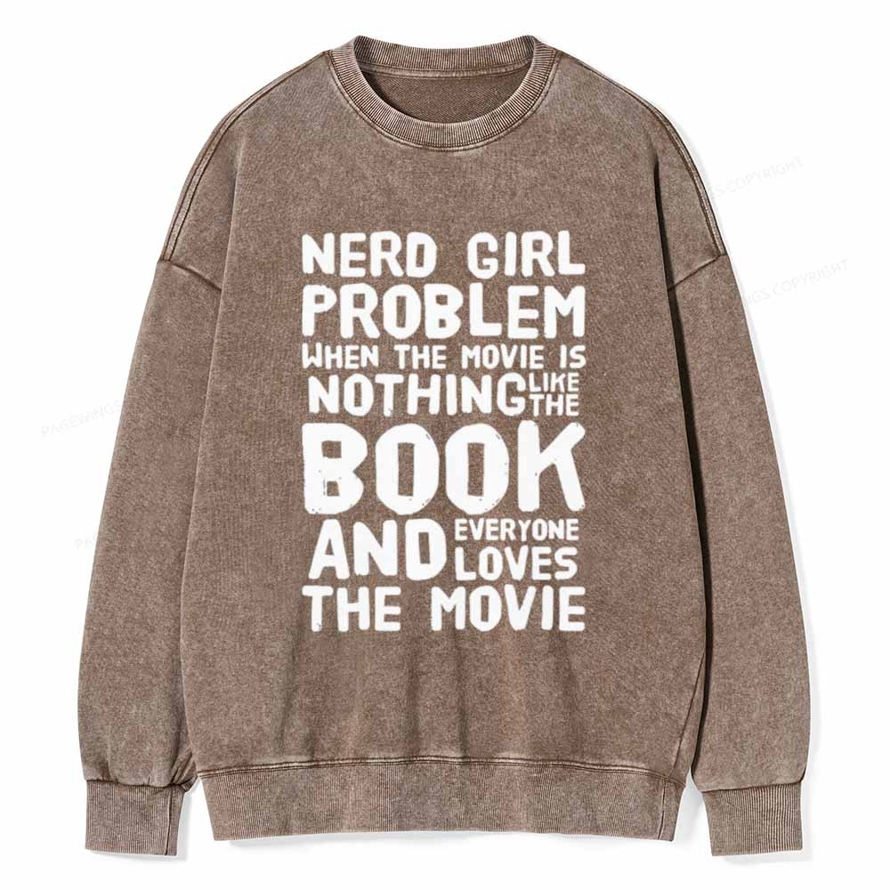 Pagewings NERD GIRL PROBLEM Unisex Washed Sweatshirt