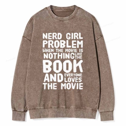 Pagewings NERD GIRL PROBLEM Unisex Washed Sweatshirt