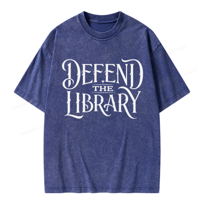 Pagewings Defend The Library Unisex Washed T-shirt