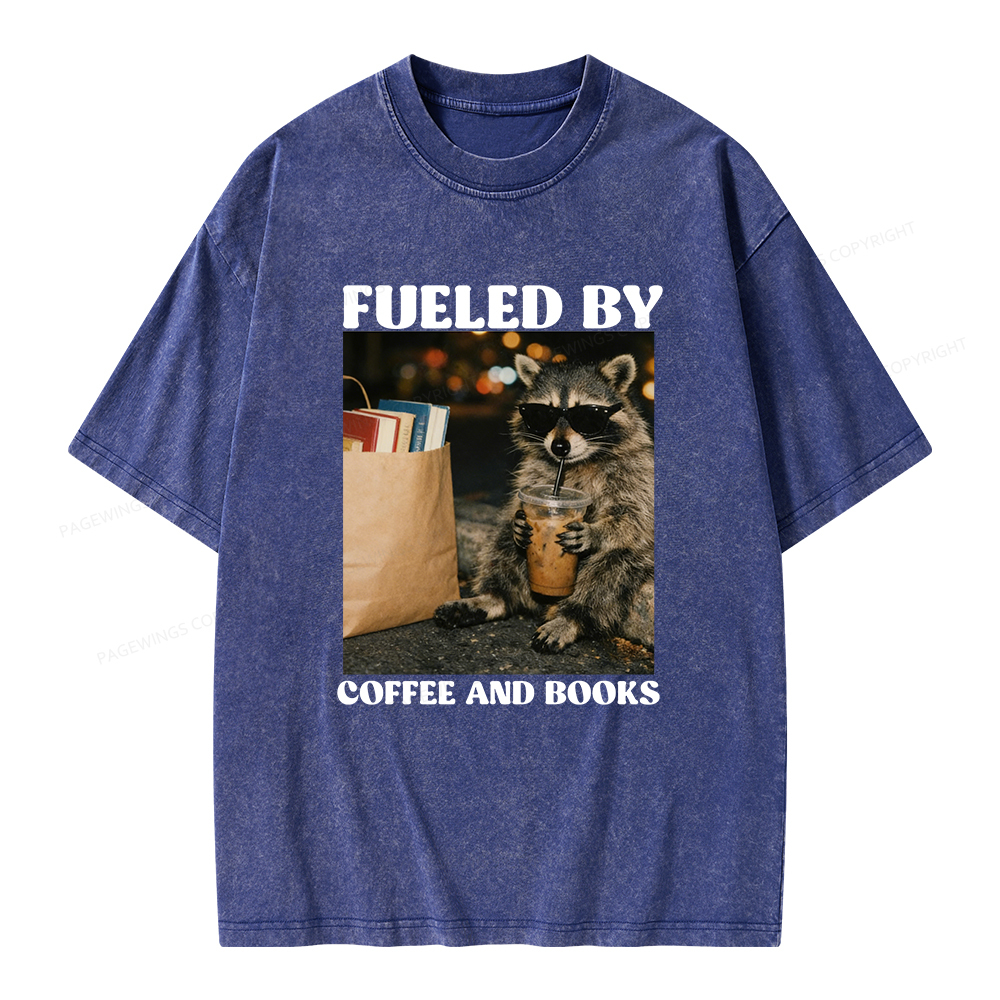 Pagewings Fueled by Coffee And Books Unisex Washed T-shirt