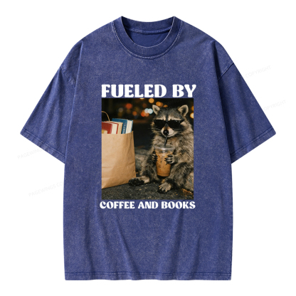 Pagewings Fueled by Coffee And Books Unisex Washed T-shirt
