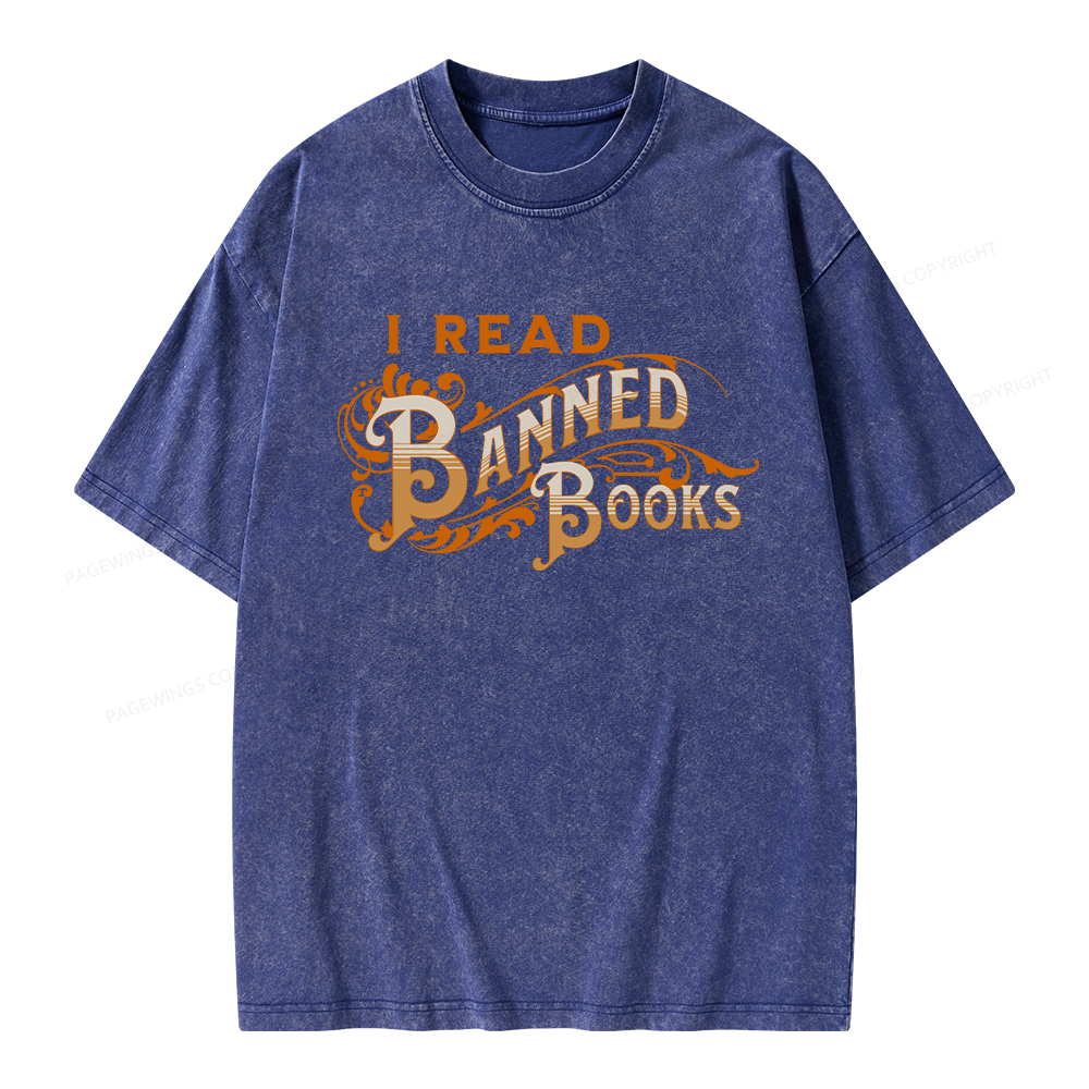 Pagewings I Read Banned Books Unisex Washed T-shirt