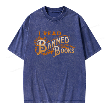 Pagewings I Read Banned Books Unisex Washed T-shirt