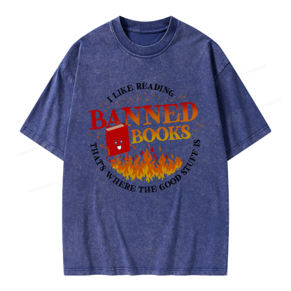 Pagewings Banned Books Unisex Washed T-shirt