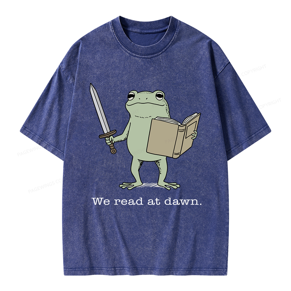 Pagewings We Read At Dawn Funny Frog Unisex Washed T-shirt