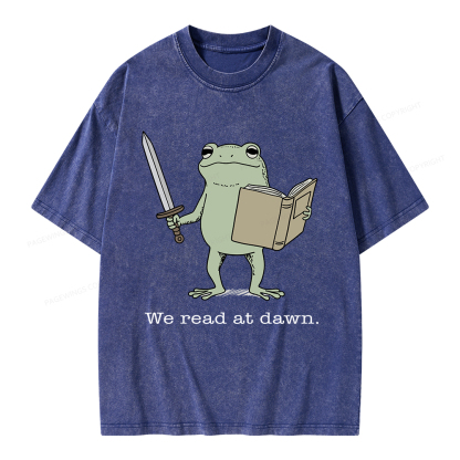 Pagewings We Read At Dawn Funny Frog Unisex Washed T-shirt