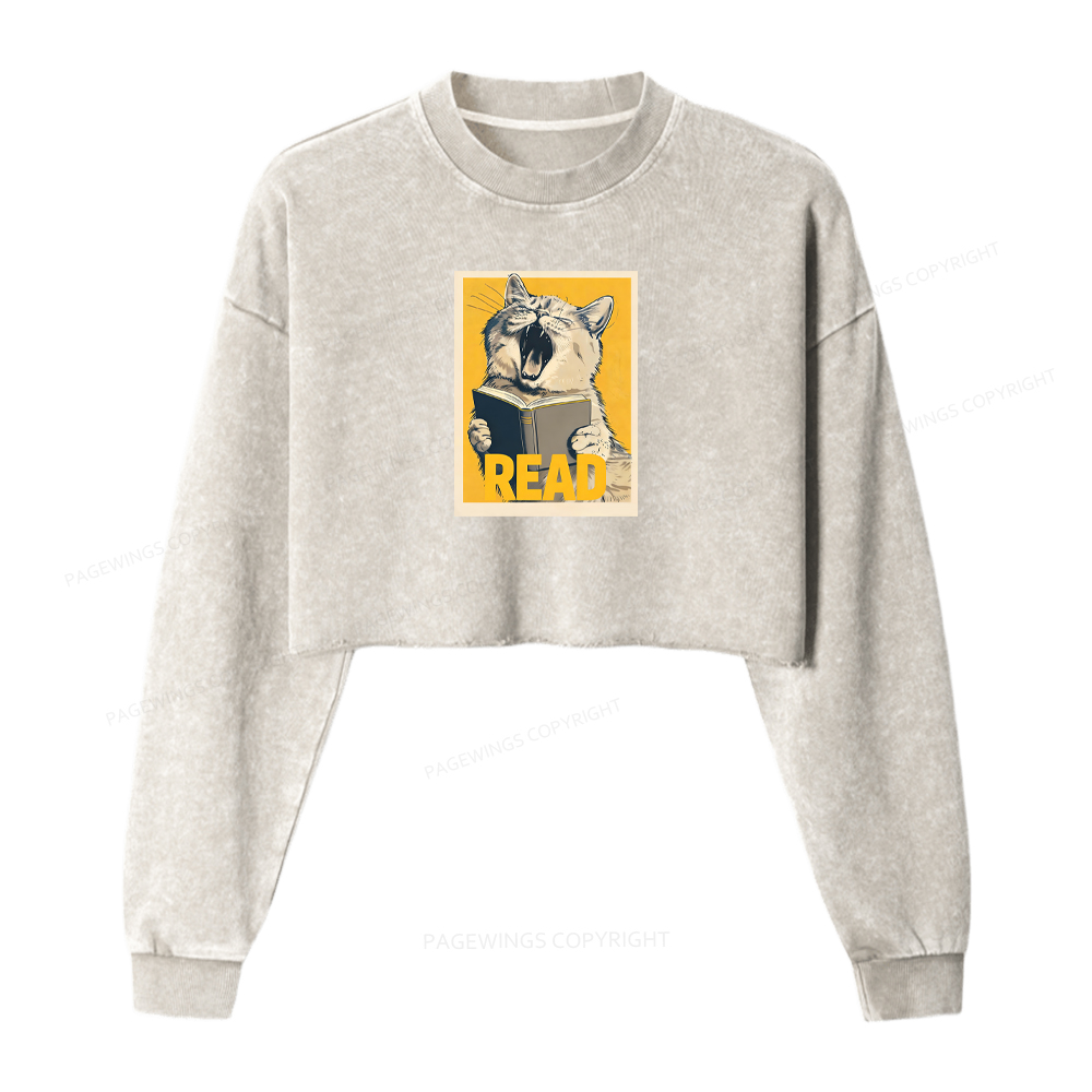 Pagewings Read Loud Washed Crop Sweatshirt