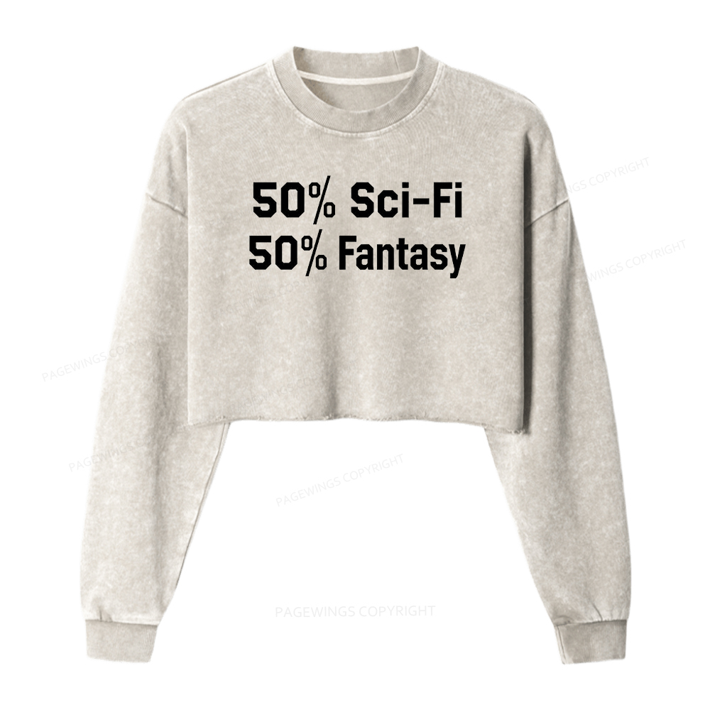 Pagewings 50% Sci-Fi 50% Fantasy Washed Crop Sweatshirt