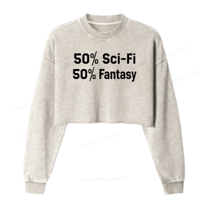Pagewings 50% Sci-Fi 50% Fantasy Washed Crop Sweatshirt