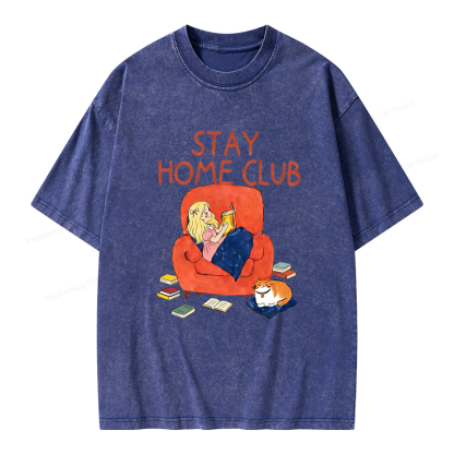Pagewings Stay Home Club Unisex Washed T-shirt