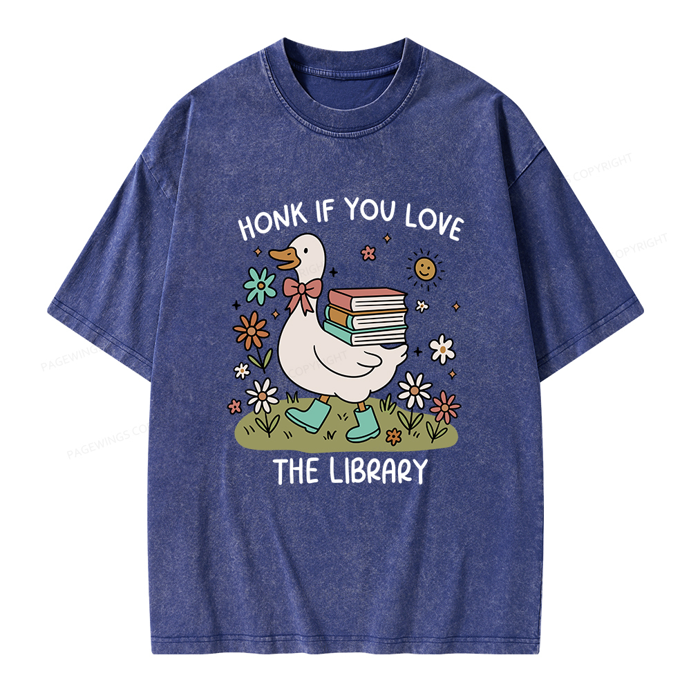 Pagewings Honk If You Love The Library Unisex Washed T-shirt