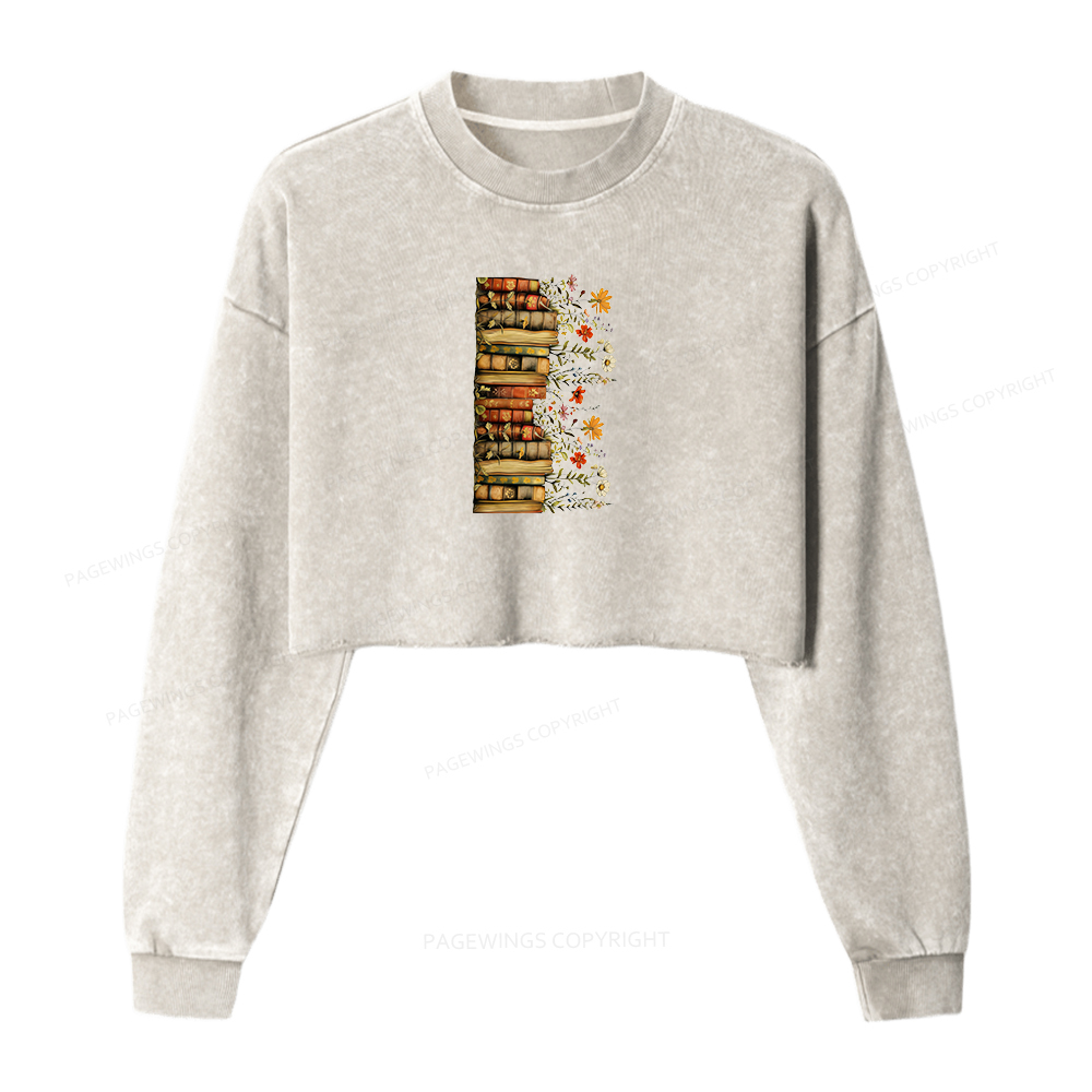Pagewings Blossom Books Washed Crop Sweatshirt