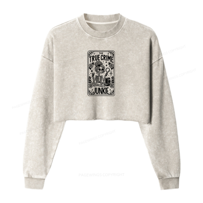 Pagewings True Crime Junkie Tarot Card Washed Crop Sweatshirt