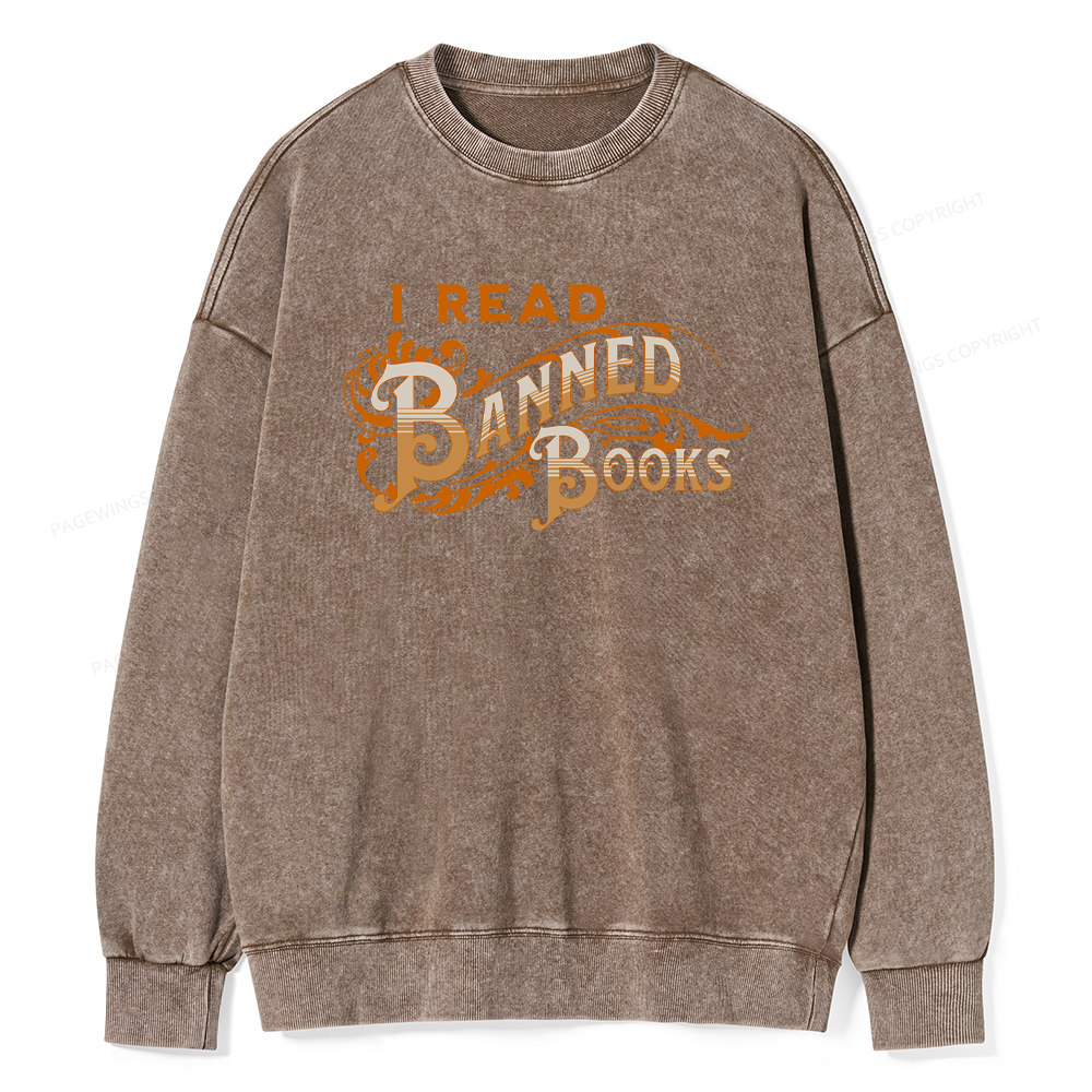 Pagewings I Read Banned Books Washed Sweatshirt