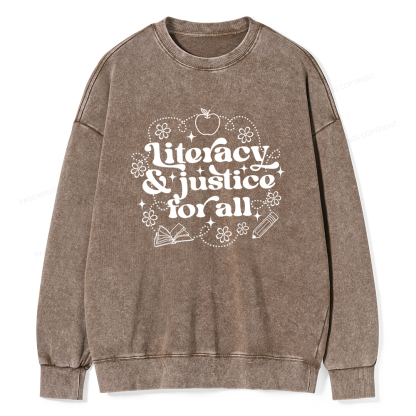 Pagewings Literacy Justice For All Washed Sweatshirt