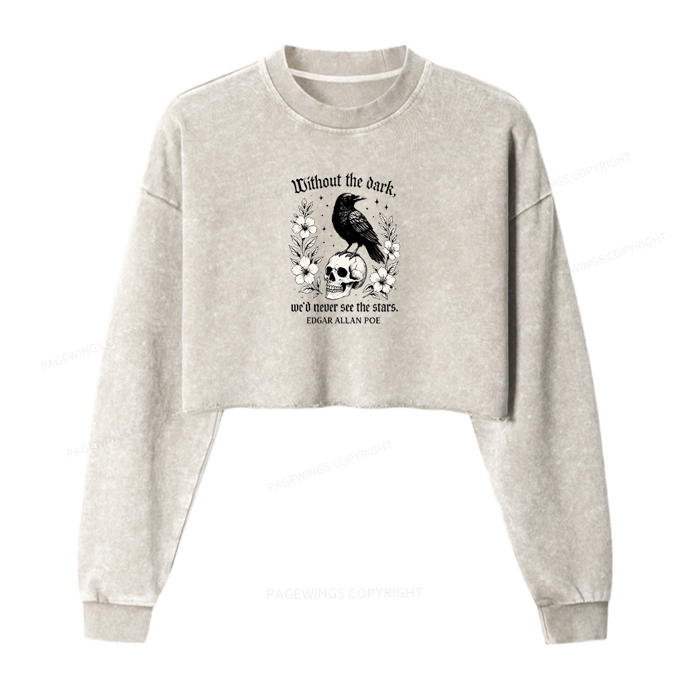 Pagewings Without The Dark Washed Crop Sweatshirt