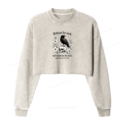 Pagewings Without The Dark Washed Crop Sweatshirt