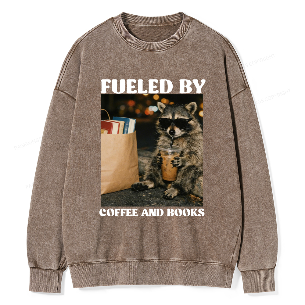 Pagewings Fueled by Coffee And Books Washed Sweatshirt