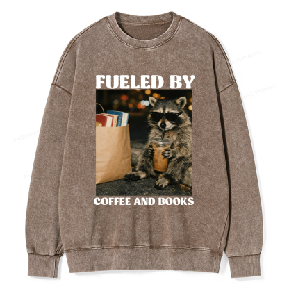 Pagewings Fueled by Coffee And Books Washed Sweatshirt