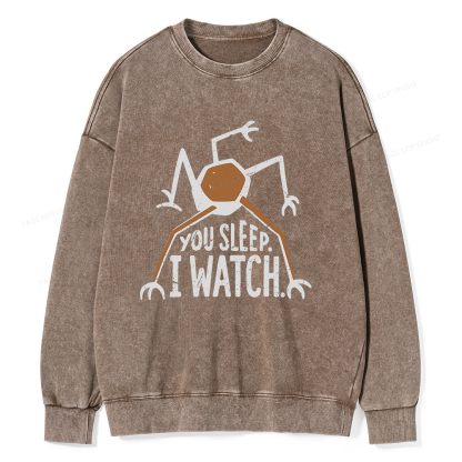 Pagewings You Sleep I Watch Unisex Washed Sweatshirt