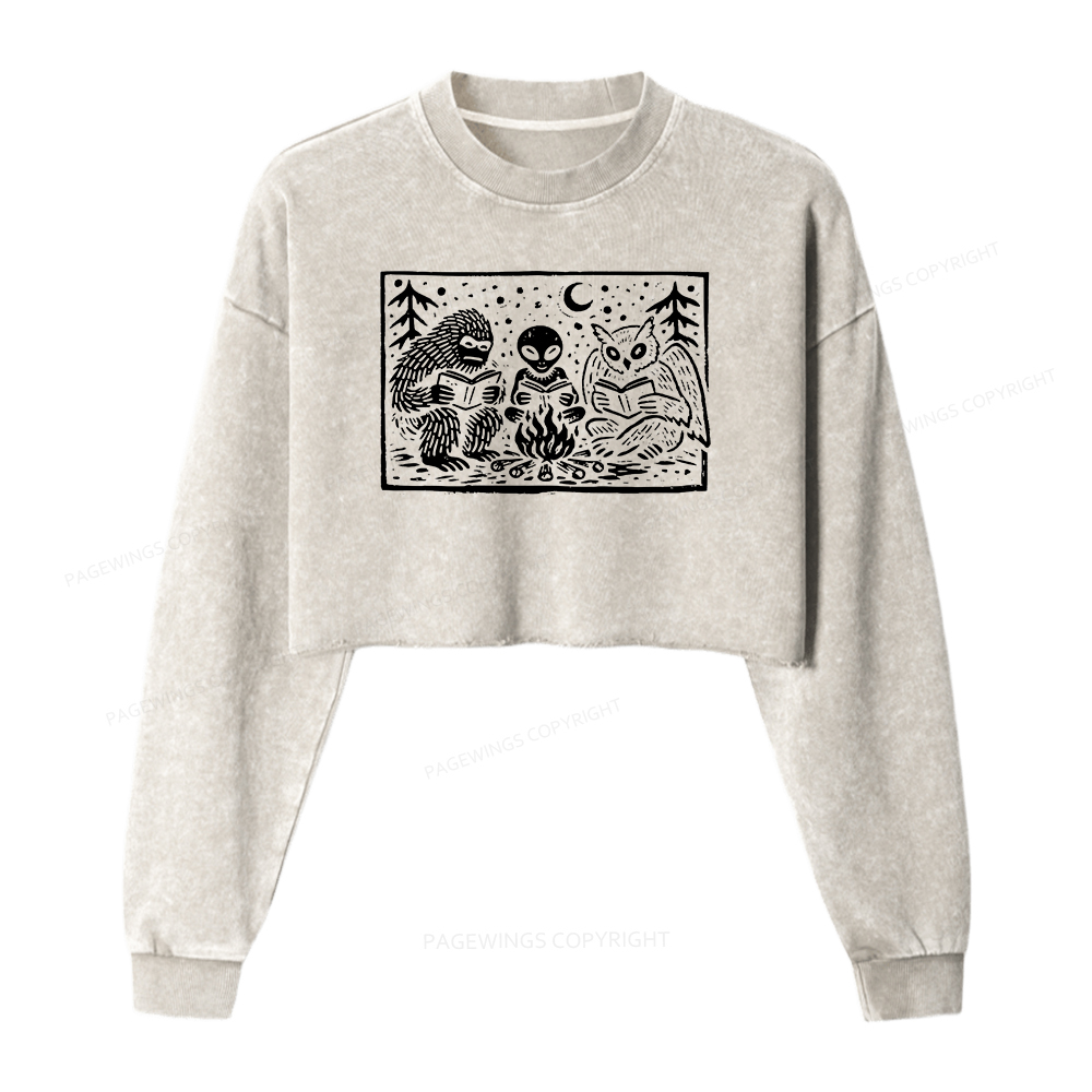 Pagewings Book Lover Shirt Washed Crop Sweatshirt