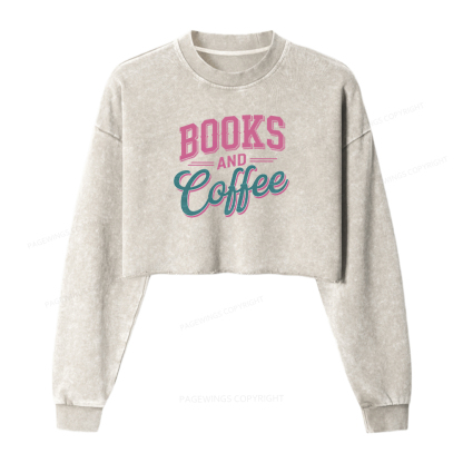Pagewings Books And Coffee Washed Crop Sweatshirt