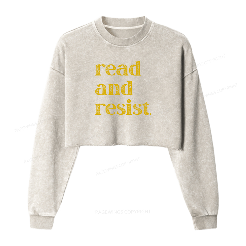 Pagewings Read And Resist Washed Crop Sweatshirt