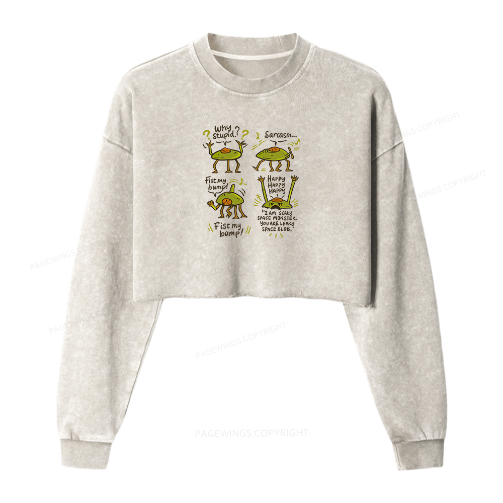 Pagewings Science Fiction Book Lovers Washed Crop Sweatshirt