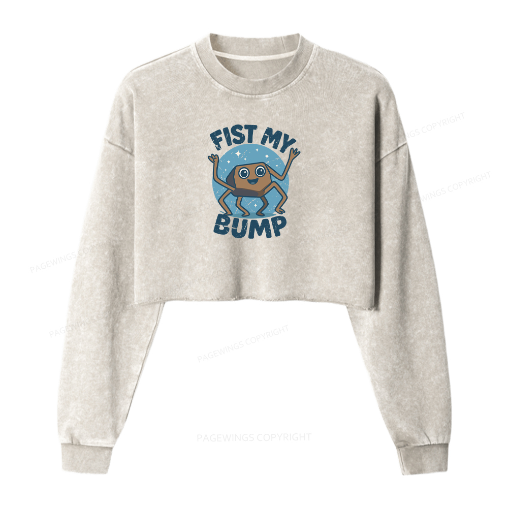 Pagewings Fist My Bump Washed Crop Sweatshirt