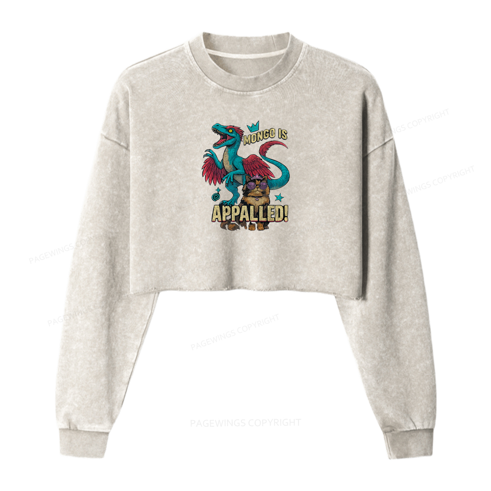 Pagewings Mongo is Appalled Washed Crop Sweatshirt