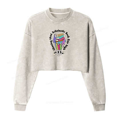 Pagewings Chasing That Scholastic Book Fair High Washed Crop Sweatshirt