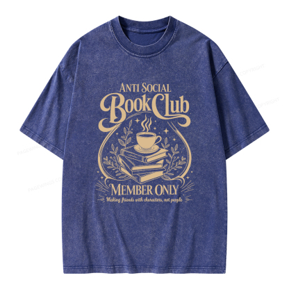 Pagewings Anti Social Book Club Unisex Washed T-shirt