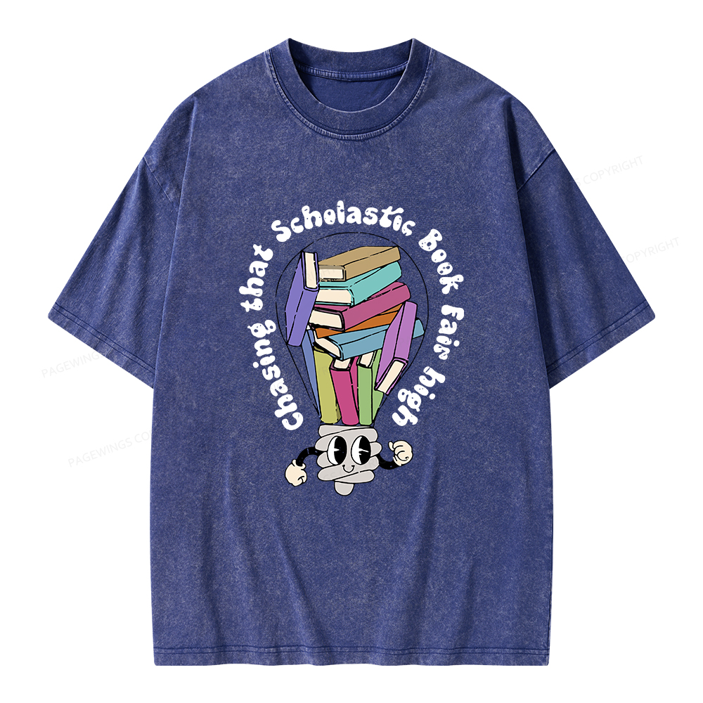 Pagewings Chasing That Scholastic Book Fair High Unisex Washed T-shirt