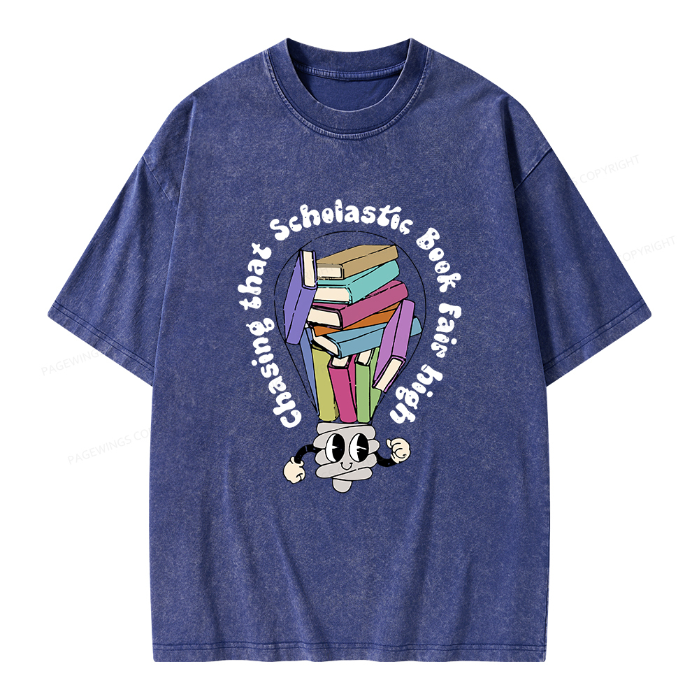 Pagewings Chasing That Scholastic Book Fair High Unisex Washed T-shirt