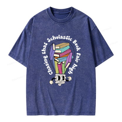 Pagewings Chasing That Scholastic Book Fair High Unisex Washed T-shirt