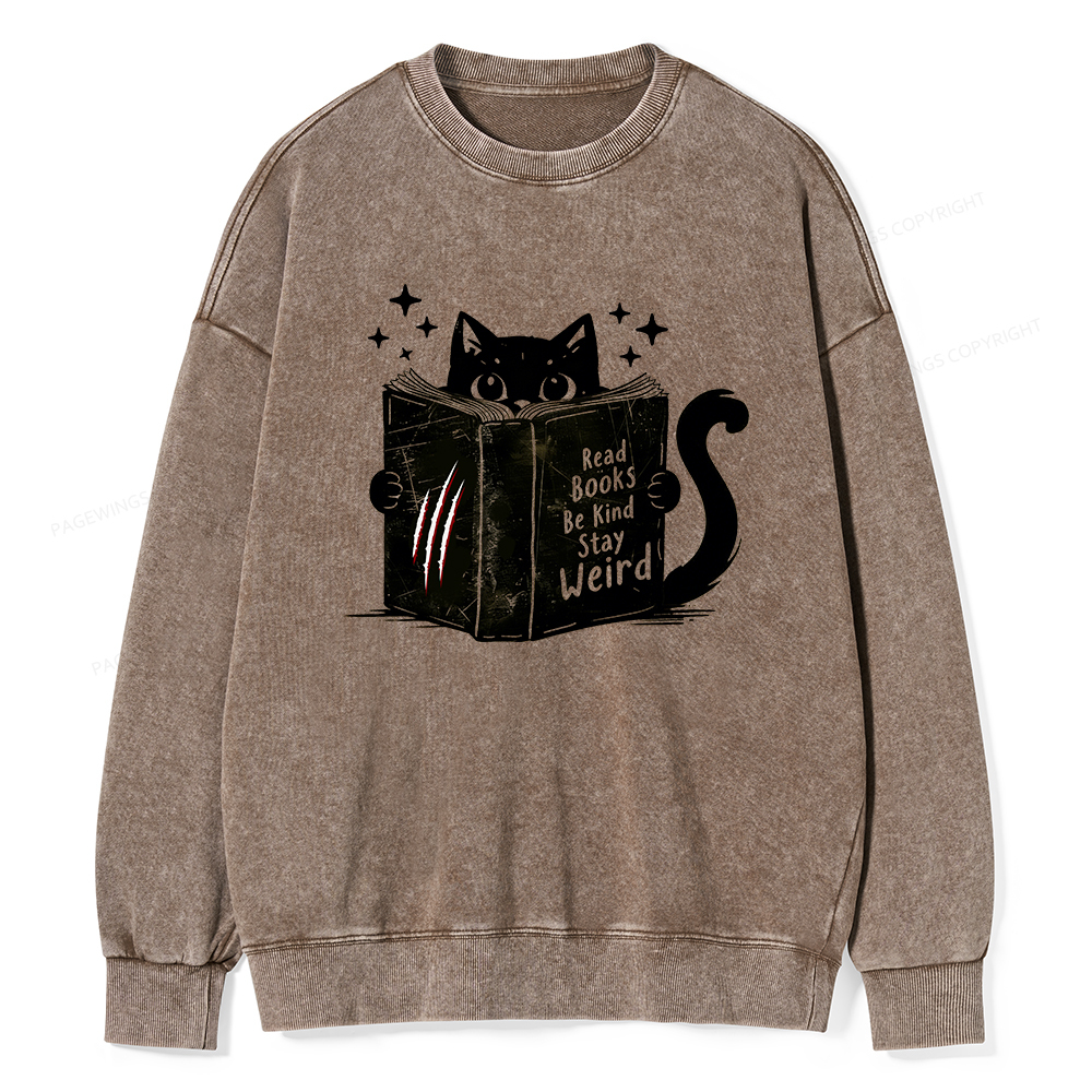 Pagewings Read Books Be Kind Stay Weird Washed Sweatshirt