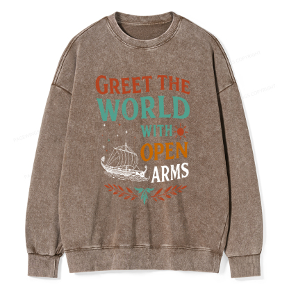 Pagewings Greet the World With Open Arms Washed Sweatshirt