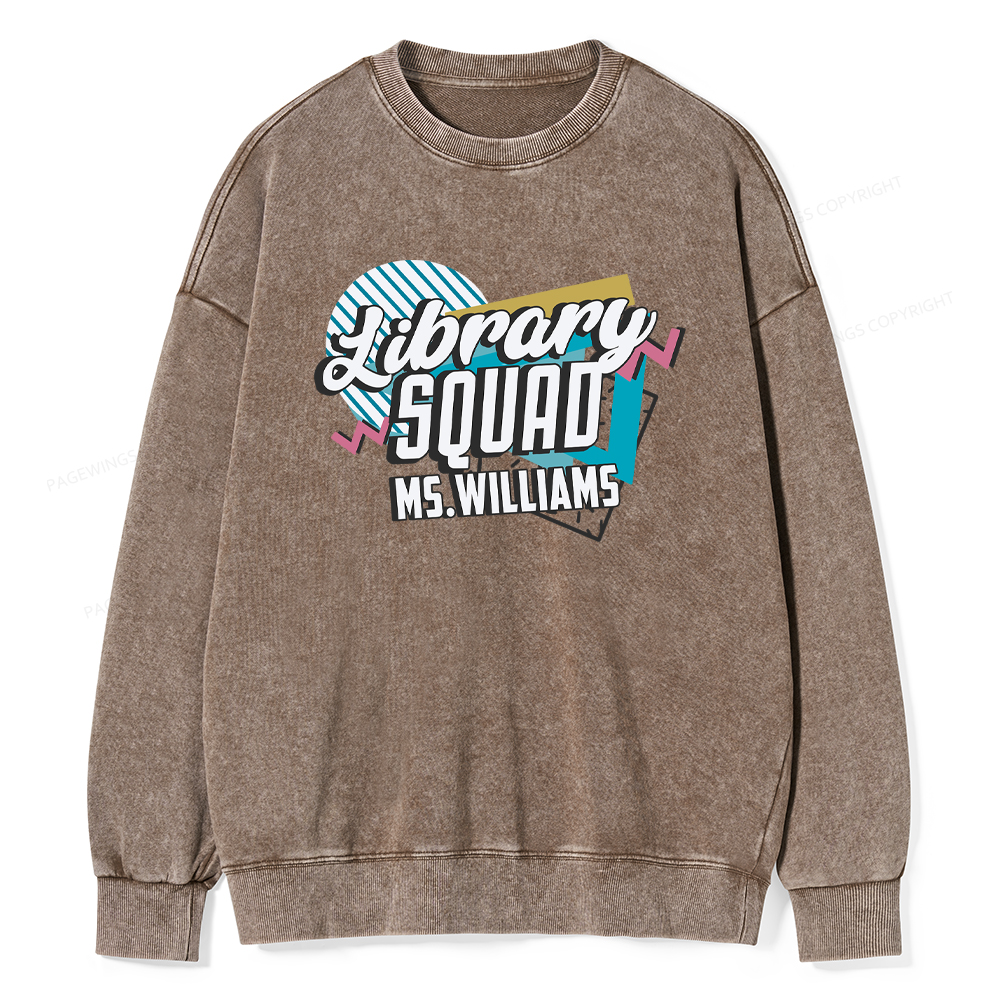 Pagewings Personalized Name Library Squad Washed Sweatshirt