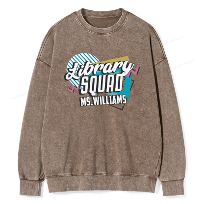 Pagewings Personalized Name Library Squad Washed Sweatshirt