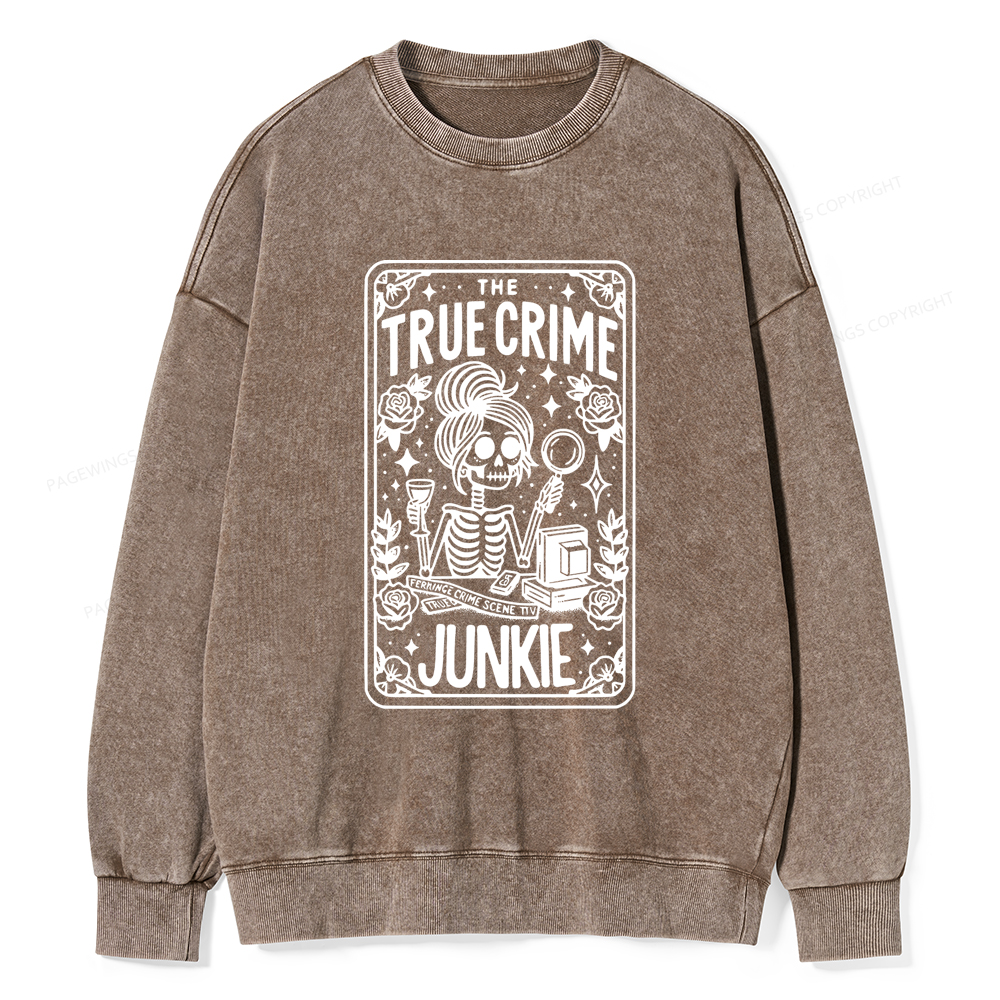 Pagewings True Crime Junkie Tarot Card Washed Sweatshirt