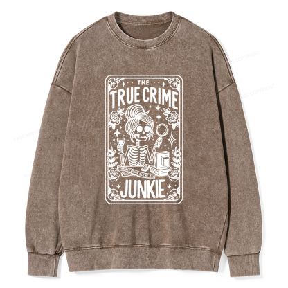 Pagewings True Crime Junkie Tarot Card Washed Sweatshirt